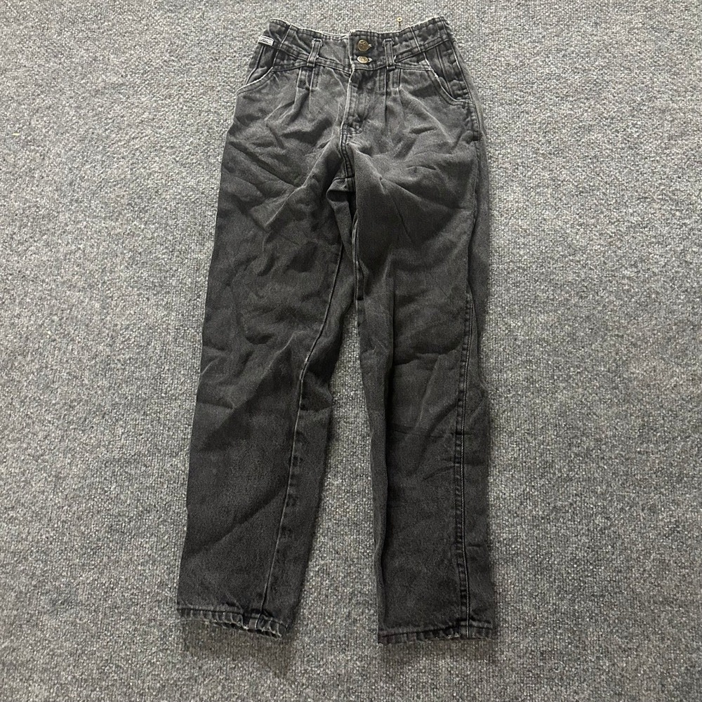Chic Jeans Kids Size 12 Slim Black Pleated High Waist Acid Wash Denim USA Made